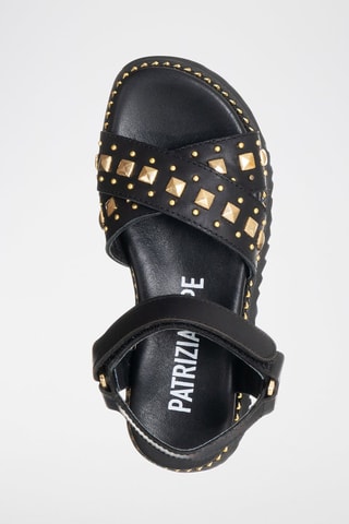 Sandales en cuir - Noir et doré