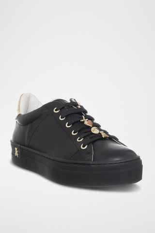 Baskets plateformes en cuir - Noir et doré