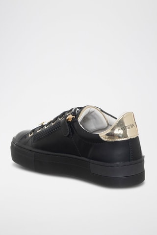Baskets plateformes en cuir - Noir et doré