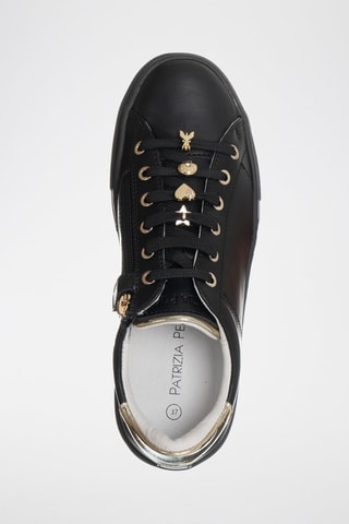 Baskets plateformes en cuir - Noir et doré