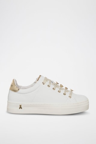 Baskets plateformes en cuir - Blanc, beige et doré