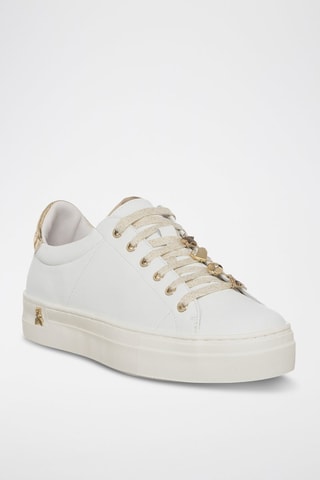 Baskets plateformes en cuir - Blanc, beige et doré