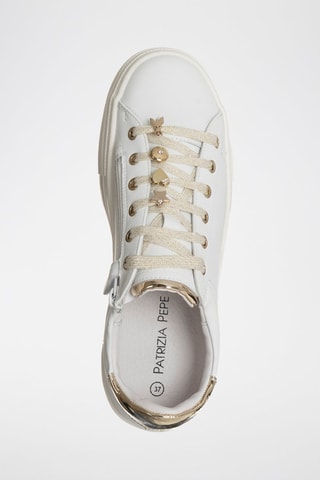 Baskets plateformes en cuir - Blanc, beige et doré