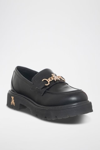 Mocassins plateformes en cuir - Noir et doré