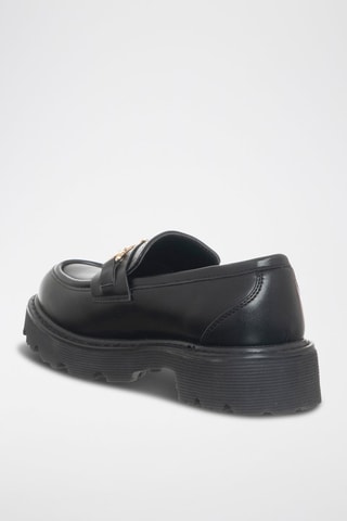 Mocassins plateformes en cuir - Noir et doré