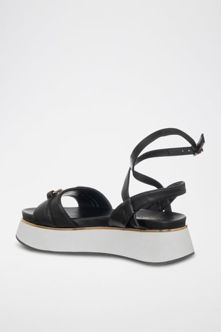 Sandales plateformes en cuir de veau - Noir et doré