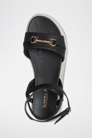 Sandales plateformes en cuir de veau - Noir et doré