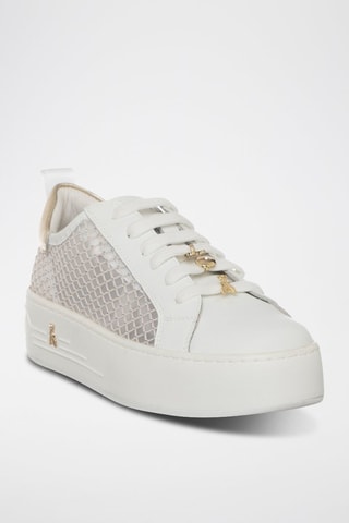 Baskets plateformes en cuir - Blanc et doré