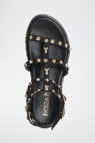 Spartiates plateformes en cuir - Blanc, noir et doré