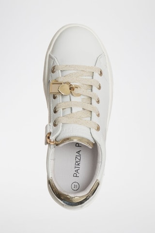 Baskets plateformes en cuir - Blanc et doré