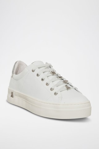 Baskets plateformes en cuir de veau - Blanc et argenté