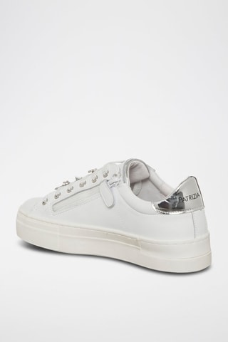 Baskets plateformes en cuir de veau - Blanc et argenté