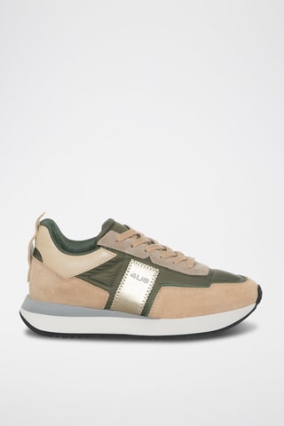 Baskets en cuir Susan - Blanc, beige et vert