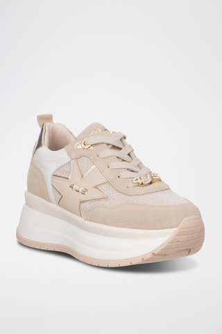 Baskets plateformes en cuir - Beige