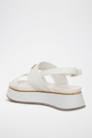 Sandales plateformes en cuir de veau - Blanc et doré