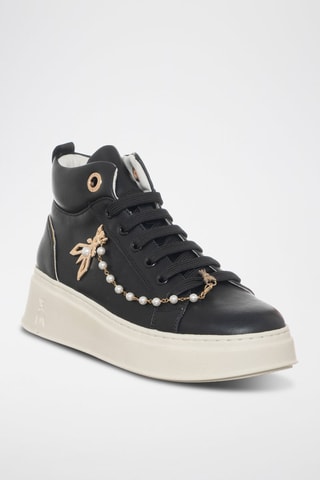 Baskets montantes plateformes en cuir - Noir