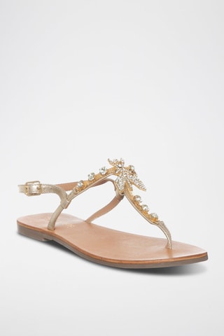 Sandales en cuir - Blanc et doré