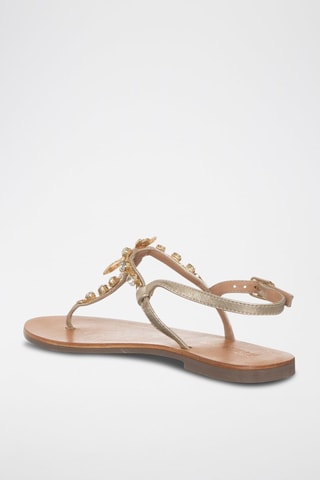 Sandales en cuir - Blanc et doré