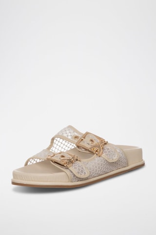 Mules en cuir - Blanc et doré