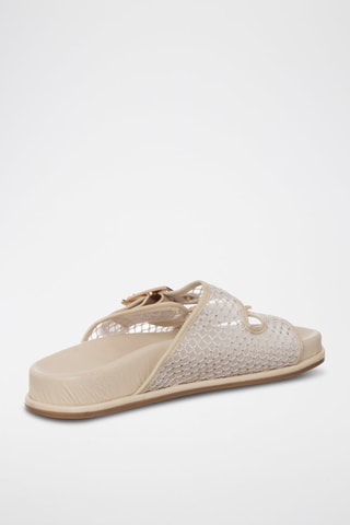 Mules en cuir - Blanc et doré