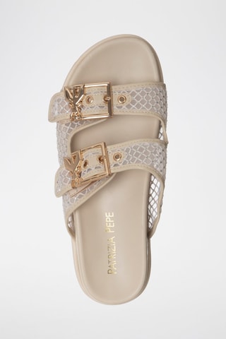 Mules en cuir - Blanc et doré