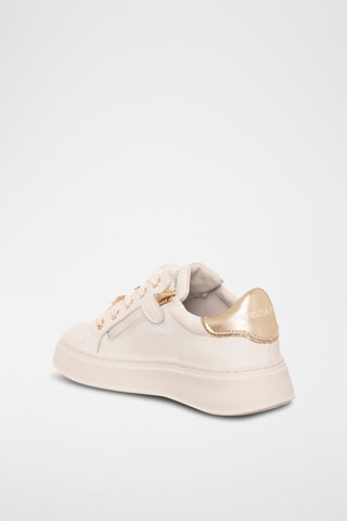 Baskets plateformes en cuir - Blanc et doré