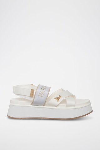 Sandales plateformes en cuir - Blanc, beige et doré