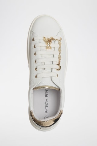 Baskets plateformes en cuir - Blanc et doré