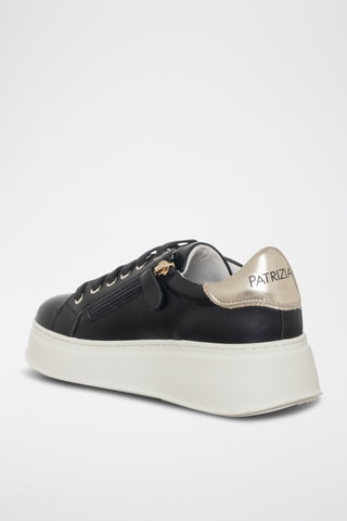 Baskets plateformes en cuir - Noir et doré