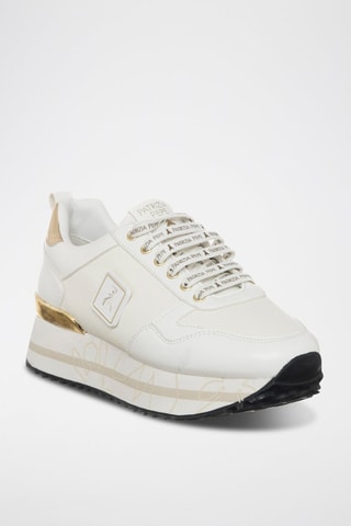 Baskets plateformes - Blanc, noir et doré