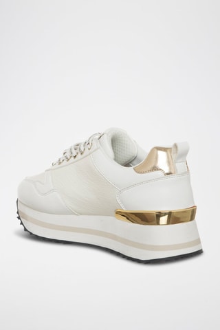 Baskets plateformes - Blanc, noir et doré