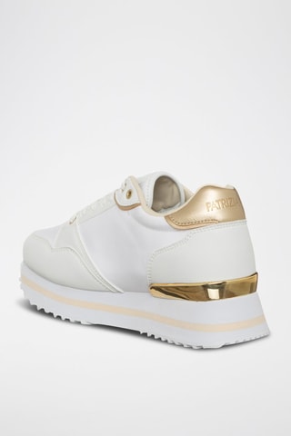 Baskets plateformes en cuir - Blanc, beige et doré