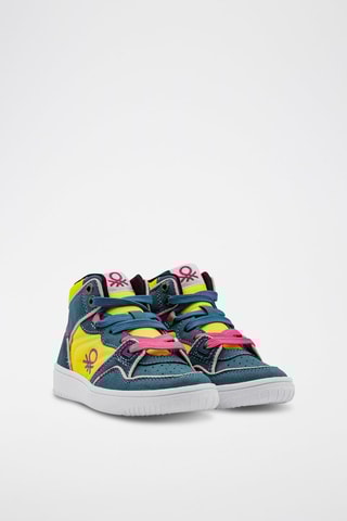 Sneakers montantes - Benetton - Bleu et multicolore