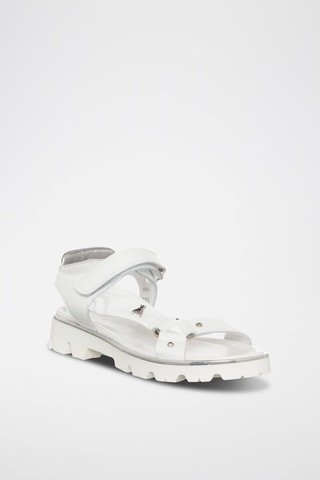 Sandales en cuir - Blanc et argenté