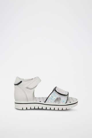 Sandales en cuir - Blanc, noir et bleu