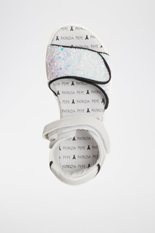 Sandales en cuir - Blanc, noir et bleu