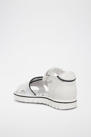 Sandales en cuir - Blanc, noir et bleu