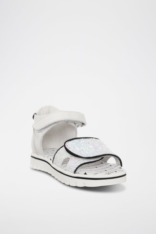 Sandales en cuir - Blanc, noir et bleu