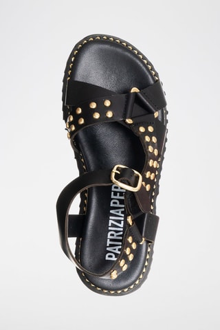 Sandales en cuir - Noir et doré