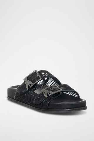 Mules en cuir - Noir et argenté