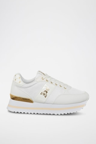 Baskets plateformes en cuir - Blanc et doré