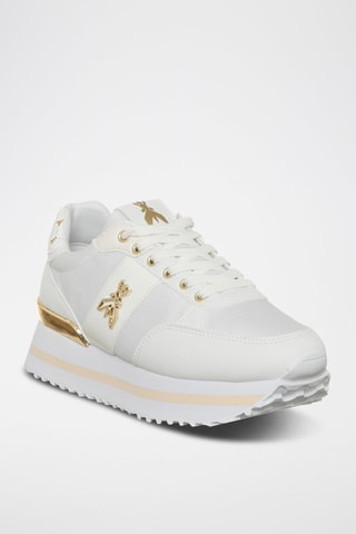 Baskets plateformes en cuir - Blanc et doré