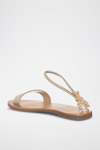 Sandales en cuir - Blanc et doré