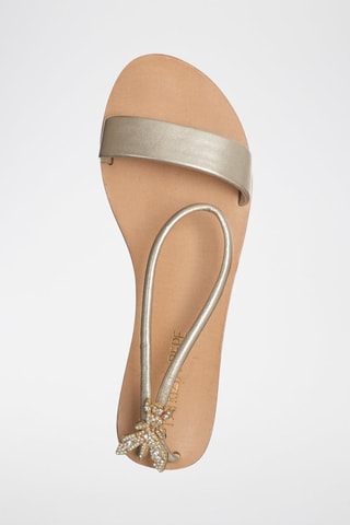 Sandales en cuir - Blanc et doré