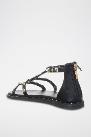 Spartiates en cuir - Blanc, noir et doré