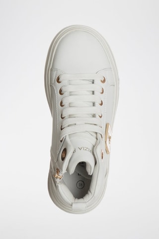 Baskets montantes plateformes en cuir - Blanc et doré