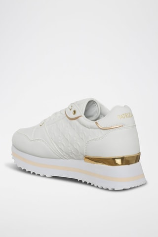 Baskets plateformes en cuir - Blanc, beige et doré