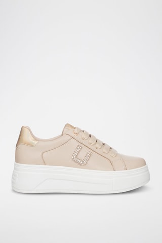 Leren Platform Sneakers - Beige