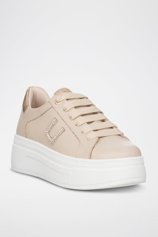 Leren Platform Sneakers - Beige