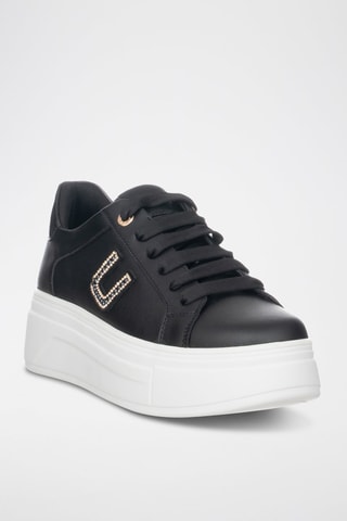 Leren Platform Sneakers - Zwart